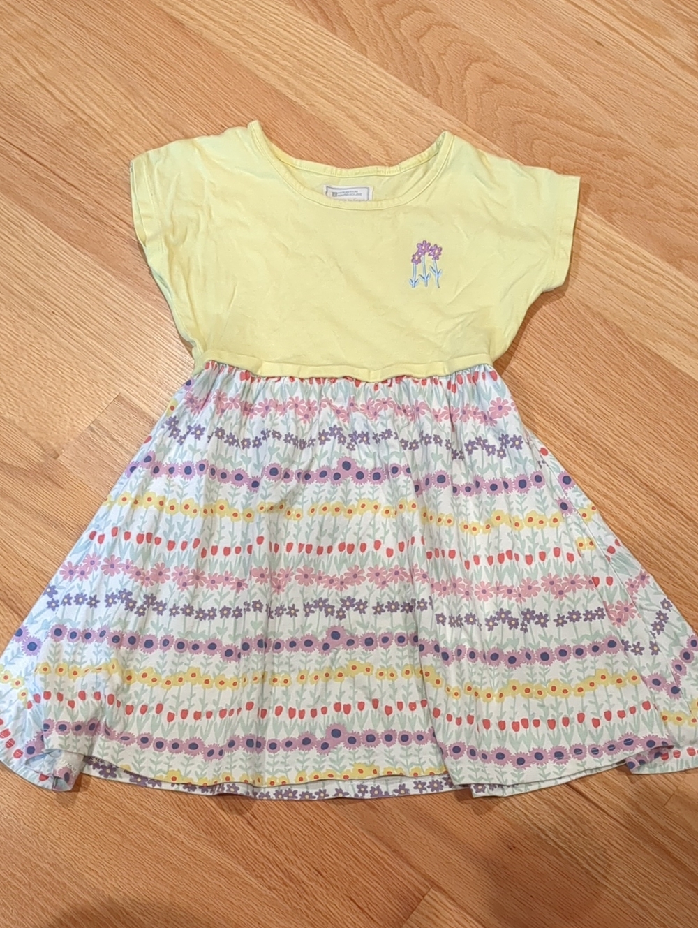 Yellow Floral-Print Casual Dress for Girls